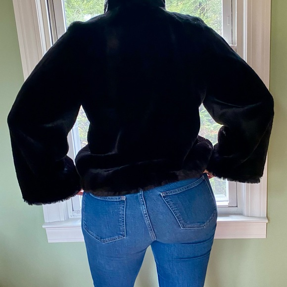 Lauren Ralph Lauren Black Faux Fur Swing Coat Size M - Picture 16 of 16